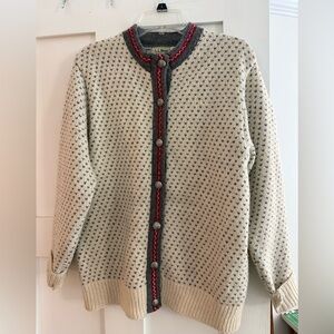 Vintage L.L. Bean Women's Birdseye Cream Button Wool Cardigan